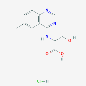 molecular formula C12H14ClN3O3 B3101653 3-Hydroxy-2-(6-methyl-quinazolin-4-ylamino)-propionic acid hydrochloride CAS No. 1396965-92-6