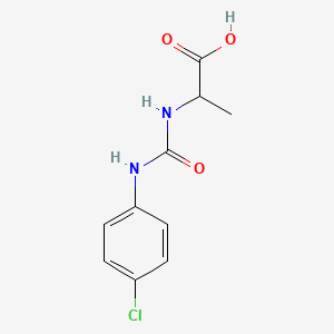 molecular formula C10H11ClN2O3 B3101695 2-[(4-Chlorophenyl)carbamoylamino]propanoic acid CAS No. 1396994-81-2