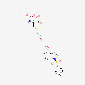 molecular formula C27H34N2O8S2 B3101714 2-[(tert-butoxycarbonyl)amino]-3-({2-[2-({1-[(4-methylphenyl)sulfonyl]-1H-indol-4-yl}oxy)ethoxy]ethyl}sulfanyl)propanoic acid CAS No. 1397003-62-1