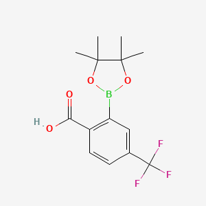molecular formula C14H16BF3O4 B3101772 2-(Tetramethyl-1,3,2-dioxaborolan-2-yl)-4-(trifluoromethyl)benzoic acid CAS No. 1400976-18-2