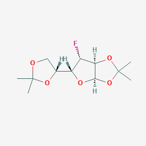 molecular formula C12H19FO5 B3101940 (3aR,5R,6S,6aS)-5-[(4R)-2,2-Dimethyl-1,3-dioxolan-4-yl]-6-fluoro-2,2-dimethyl-3a,5,6,6a-tetrahydrofuro[2,3-d][1,3]dioxole CAS No. 14049-05-9