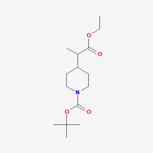 molecular formula C15H27NO4 B3102013 叔丁基 4-(1-乙氧基-1-氧代丙烷-2-基)哌啶-1-羧酸酯 CAS No. 141060-29-9