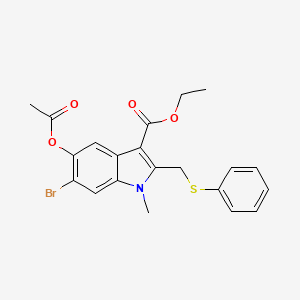 molecular formula C21H20BrNO4S B3102014 ethyl 5-acetoxy-6-bromo-1-methyl-2-(phenylthiomethyl)-1H-indole-3-carboxylate CAS No. 141061-97-4