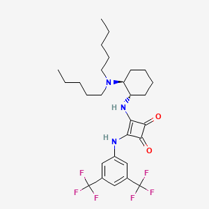 molecular formula C28H37F6N3O2 B3102028 3-[[3,5-bis(trifluoroMethyl)phenyl]aMino]-4-[[(1S,2S)-2-(dipentylaMino)cyclohexyl]aMino]-3-Cyclobutene-1,2-dione CAS No. 1411983-41-9