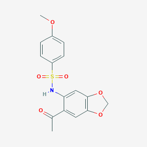 molecular formula C16H15NO6S B310220 N-(6-acetyl-1,3-benzodioxol-5-yl)-4-methoxybenzenesulfonamide 