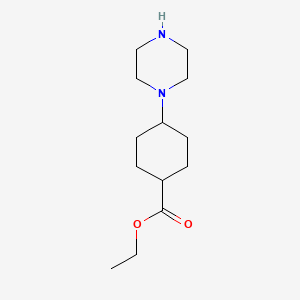 molecular formula C13H24N2O2 B3102229 Ethyl 4-(piperazin-1-yl)cyclohexanecarboxylate CAS No. 1416126-62-9