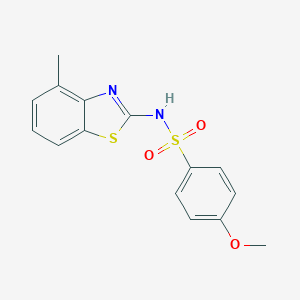 molecular formula C15H14N2O3S2 B310223 4-methoxy-N-(4-methyl-1,3-benzothiazol-2-yl)benzenesulfonamide 