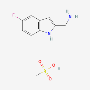 molecular formula C10H13FN2O3S B3102293 [(5-氟-1H-吲哚-2-基)甲基]胺甲磺酸盐 CAS No. 1416711-54-0