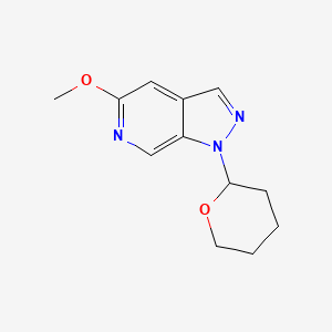 molecular formula C12H15N3O2 B3102310 5-Methoxy-1-(tetrahydro-2H-pyran-2-yl)-1H-pyrazolo[3,4-c]pyridine CAS No. 1416713-02-4