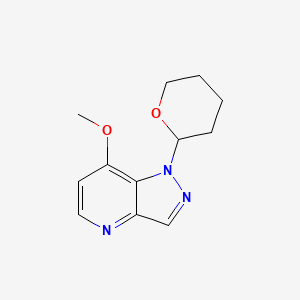 molecular formula C12H15N3O2 B3102358 7-Methoxy-1-(tetrahydro-2H-pyran-2-yl)-1H-pyrazolo[4,3-b]pyridine CAS No. 1416714-51-6