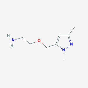 molecular formula C8H15N3O B3102400 2-[(1,3-Dimethylpyrazol-5-yl)methoxy]ethylamine CAS No. 1417569-34-6
