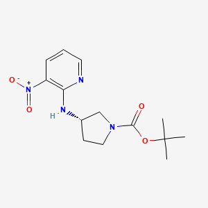 molecular formula C14H20N4O4 B3102436 (S)-叔丁基 3-((3-硝基吡啶-2-基)氨基)吡咯烷-1-羧酸酯 CAS No. 1417789-12-8