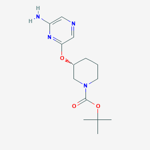 molecular formula C14H22N4O3 B3102438 (R)-叔丁基 3-((6-氨基哒嗪-2-基)氧代)哌啶-1-羧酸酯 CAS No. 1417789-26-4