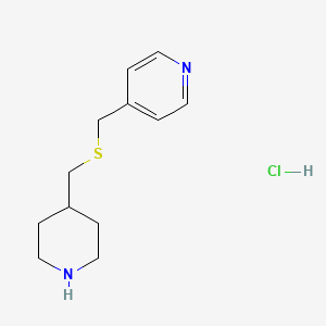 molecular formula C12H19ClN2S B3102478 4-(((Piperidin-4-ylmethyl)thio)methyl)pyridine hydrochloride CAS No. 1417793-34-0