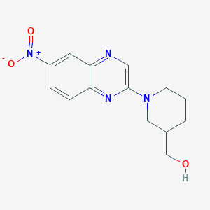 molecular formula C14H16N4O3 B3102485 (1-(6-Nitroquinoxalin-2-yl)piperidin-3-yl)methanol CAS No. 1417793-51-1