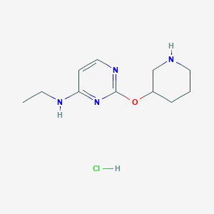 molecular formula C11H19ClN4O B3102492 N-Ethyl-2-(piperidin-3-yloxy)pyrimidin-4-amine hydrochloride CAS No. 1417793-55-5