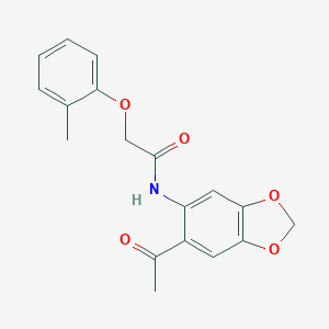 molecular formula C18H17NO5 B310251 N-(6-acetyl-1,3-benzodioxol-5-yl)-2-(2-methylphenoxy)acetamide 