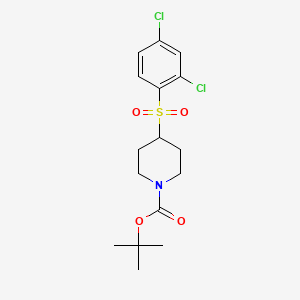 molecular formula C16H21Cl2NO4S B3102521 tert-Butyl 4-((2,4-dichlorophenyl)sulfonyl)piperidine-1-carboxylate CAS No. 1417793-94-2