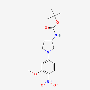 molecular formula C16H23N3O5 B3102529 tert-Butyl (1-(3-methoxy-4-nitrophenyl)pyrrolidin-3-yl)carbamate CAS No. 1417794-22-9