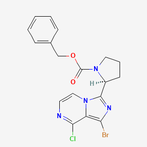 molecular formula C18H16BrClN4O2 B3102581 (S)-benzyl 2-(1-bromo-8-chloroimidazo[1,5-a]pyrazin-3-yl)pyrrolidine-1-carboxylate CAS No. 1420478-87-0
