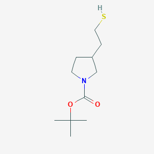 molecular formula C11H21NO2S B3102588 tert-Butyl 3-(2-mercaptoethyl)pyrrolidine-1-carboxylate CAS No. 1420812-00-5