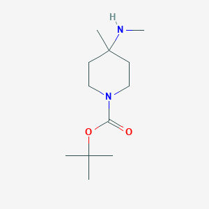 molecular formula C12H24N2O2 B3102614 叔丁基 4-甲基-4-(甲基氨基)哌啶-1-羧酸酯 CAS No. 1420956-33-7
