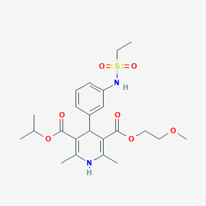 molecular formula C23H32N2O7S B310264 3-Isopropyl 5-(2-methoxyethyl) 4-{3-[(ethylsulfonyl)amino]phenyl}-2,6-dimethyl-1,4-dihydro-3,5-pyridinedicarboxylate 