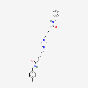 molecular formula C32H48N4O2 B3102775 N-[(4-methylphenyl)methyl]-6-[4-(5-{[(4-methylphenyl)methyl]carbamoyl}pentyl)piperazin-1-yl]hexanamide CAS No. 1424350-54-8