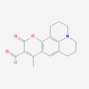 molecular formula C17H17NO3 B3102867 8-Methyl-10-oxo-2,3,5,6-tetrahydro-1h,4h,10h-11-oxa-3a-aza-benzo[de]anthracene-9-carbaldehyde CAS No. 142730-53-8