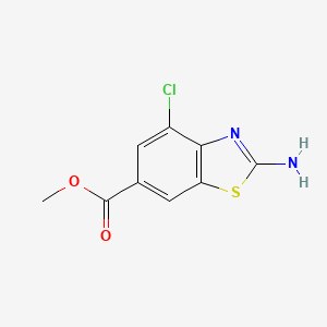 molecular formula C9H7ClN2O2S B3102893 Methyl 2-amino-4-chlorobenzo[d]thiazole-6-carboxylate CAS No. 1427425-98-6