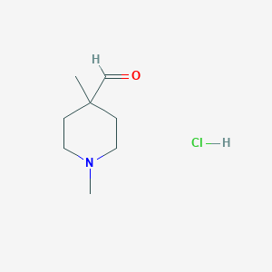 molecular formula C8H16ClNO B3102921 1,4-Dimethyl-4-piperidinecarbaldehyde hydrochloride CAS No. 1428235-47-5