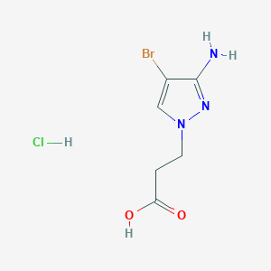 molecular formula C6H9BrClN3O2 B3103096 3-(3-Amino-4-bromo-1H-pyrazol-1-yl)propanoic acid hydrochloride CAS No. 1431962-69-4