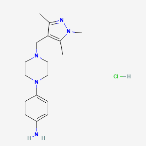 4-(4-[(1,3,5-Trimethyl-1H-pyrazol-4-yl)methyl]piperazin-1-yl)aniline hydrochloride