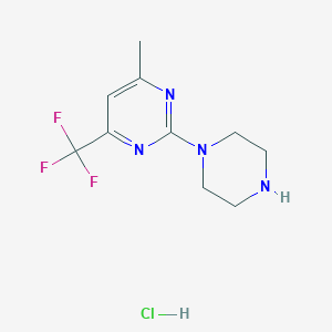 molecular formula C10H14ClF3N4 B3103156 4-甲基-2-哌嗪-1-基-6-(三氟甲基)嘧啶盐酸盐 CAS No. 1431966-63-0