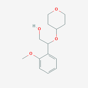 molecular formula C14H20O4 B3103252 2-(2-甲氧基苯基)-2-((四氢-2H-吡喃-4-基)氧基)乙醇 CAS No. 1434652-62-6