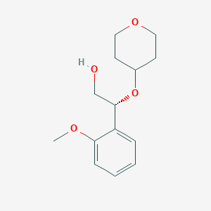 molecular formula C14H20O4 B3103255 (R)-2-(2-methoxyphenyl)-2-((tetrahydro-2H-pyran-4-yl)oxy)ethan-1-ol CAS No. 1434652-66-0