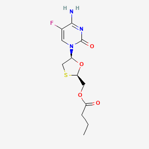 molecular formula C12H16FN3O4S B3103266 ((2R,5S)-5-(4-Amino-5-fluoro-2-oxopyrimidin-1(2H)-yl)-1,3-oxathiolan-2-yl)methyl butyrate CAS No. 143491-56-9