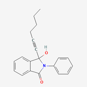 molecular formula C20H19NO2 B3103305 3-(1-己炔基)-3-羟基-2-苯基-1-苯并噁唑啉酮 CAS No. 143647-60-3