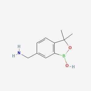 molecular formula C10H14BNO2 B3103326 6-(aminomethyl)-3,3-dimethylbenzo[c][1,2]oxaborol-1(3H)-ol CAS No. 1437051-80-3