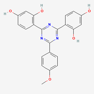 molecular formula C22H17N3O5 B3103460 1,3-Benzenediol, 4,4'-[6-(4-methoxyphenyl)-1,3,5-triazine-2,4-diyl]bis- CAS No. 1440-00-2