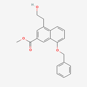 molecular formula C21H20O4 B3103467 Methyl 8-(benzyloxy)-4-(2-hydroxyethyl)-2-naphthoate CAS No. 144003-49-6