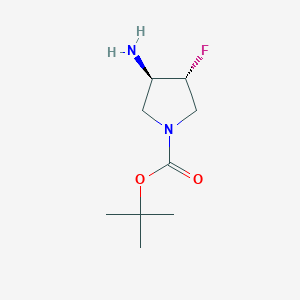 molecular formula C9H17FN2O2 B3103492 tert-butyl (3R,4R)-3-amino-4-fluoropyrrolidine-1-carboxylate CAS No. 1441392-27-3