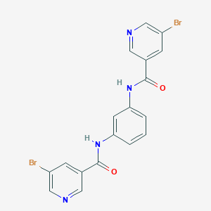 molecular formula C18H12Br2N4O2 B310350 5-bromo-N-(3-{[(5-bromo-3-pyridinyl)carbonyl]amino}phenyl)nicotinamide 