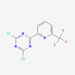 molecular formula C9H3Cl2F3N4 B3103628 2,4-Dichloro-6-(6-(trifluoromethyl)pyridin-2-yl)-1,3,5-triazine CAS No. 1446507-40-9
