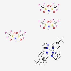 molecular formula C42H45CoF18N12O12S6 B3103705 Tris[4-(1,1-dimethylethyl)-2-(1H-pyrazol-1-yl)pyridine]cobalt salt with 1,1,1-trifluoro-N-[(trifluoromethyl)sulfonyl]methanesulfonamide (1:3) CAS No. 1447938-61-5