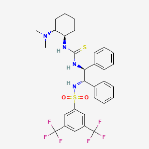 molecular formula C31H34F6N4O2S2 B3103728 N-[(1S,2S)-2-[[[[(1R,2R)-2-(Dimethylamino)cyclohexyl]amino]thioxomethyl]amino]-1,2-diphenylethyl]-3,5-bis(trifluoromethyl)benzenesulfonamide CAS No. 1448608-06-7