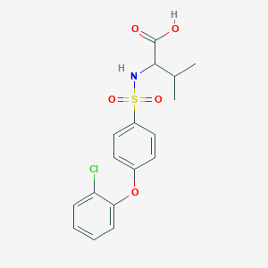 molecular formula C17H18ClNO5S B3103733 ((4-(2-Chlorophenoxy)phenyl)sulfonyl)valine CAS No. 1448636-37-0