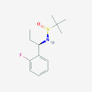 molecular formula C13H20FNOS B3103760 (S)-N-((R)-1-(2-氟苯基)丙基)-2-甲基丙烷-2-亚磺酰胺 CAS No. 1448902-46-2