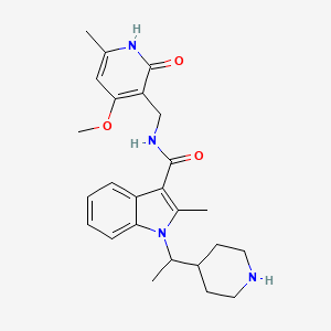 molecular formula C25H32N4O3 B3103807 N-((4-methoxy-6-methyl-2-oxo-1,2-dihydropyridin-3-yl)methyl)-2-methyl-1-(1-(piperidin-4-yl)ethyl)-1H-indole-3-carboxamide CAS No. 1450655-12-5