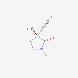 molecular formula C7H9NO2 B3103842 (R)-3-ethynyl-3-hydroxy-1-methylpyrrolidin-2-one CAS No. 1451089-77-2